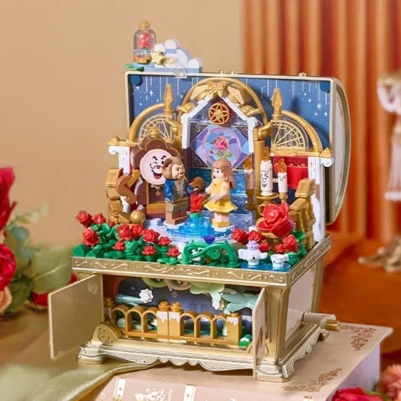 Disney Fairy Tale Building Bricks Mucis Box Alice Pinocchio Rapunzel Beauty and Beast