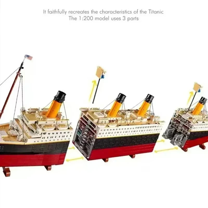 9090PCS Titanic Giant Cruise Ship Model Ship Building Blocks for Adult