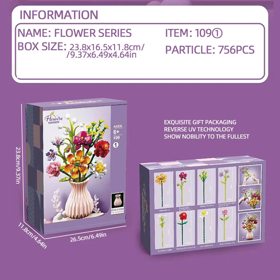 752PCS Spring Eternal Flower Bricks with Vase