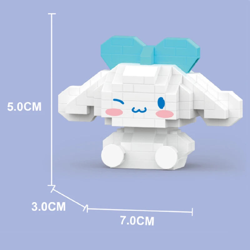 250PCS Mini bricks Cartoon Hello Kitty My Melody Cinnamoroll Pompompurin Kuromi Friends