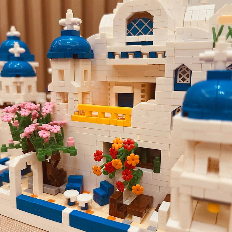4310pcs Greece Santorini Love Sea Architecture Model