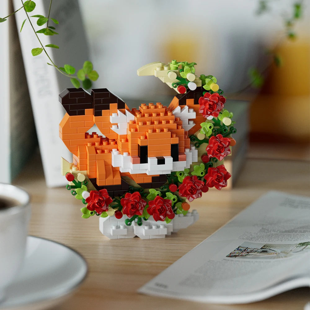 Mini Dog Cat panda raccoon Cute Pet Small Building Block Model Series