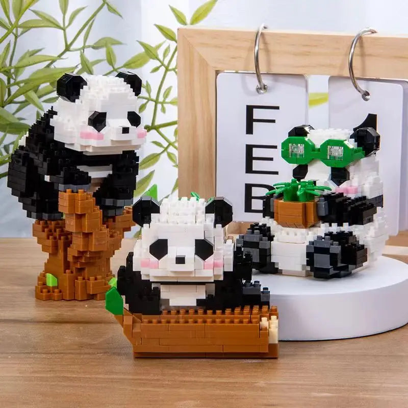 450PCS DIY Mini Bricks Chinese Style Animal Panda's Life