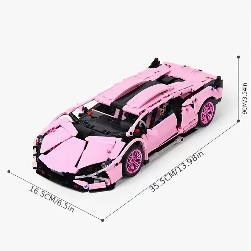 1:14 1280PCS Romantic Pink Lamborghini Building Blocks