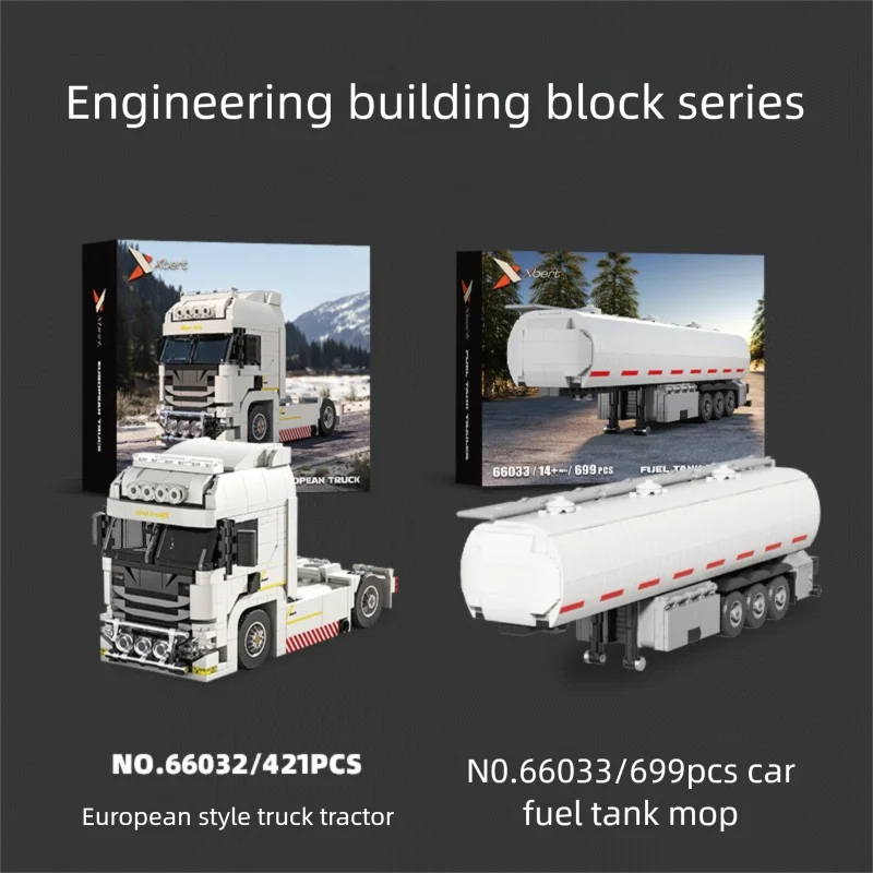421PCS European Truck Trailor  Container Trailer Model Bricks