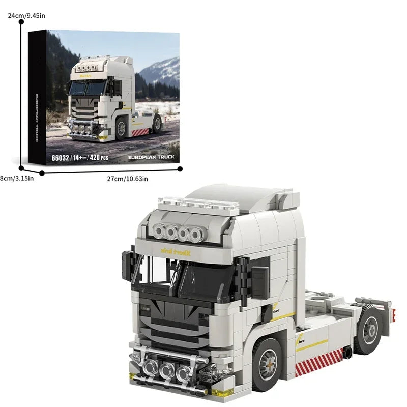 421PCS European Truck Trailor  Container Trailer Model Bricks