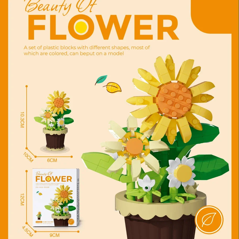 150PCS Mini Botanical Puzzle and Bricks for Office Desk Decor