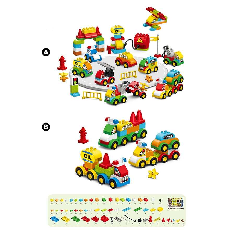 140Pcs Large Particles Duplo Car for Preschool