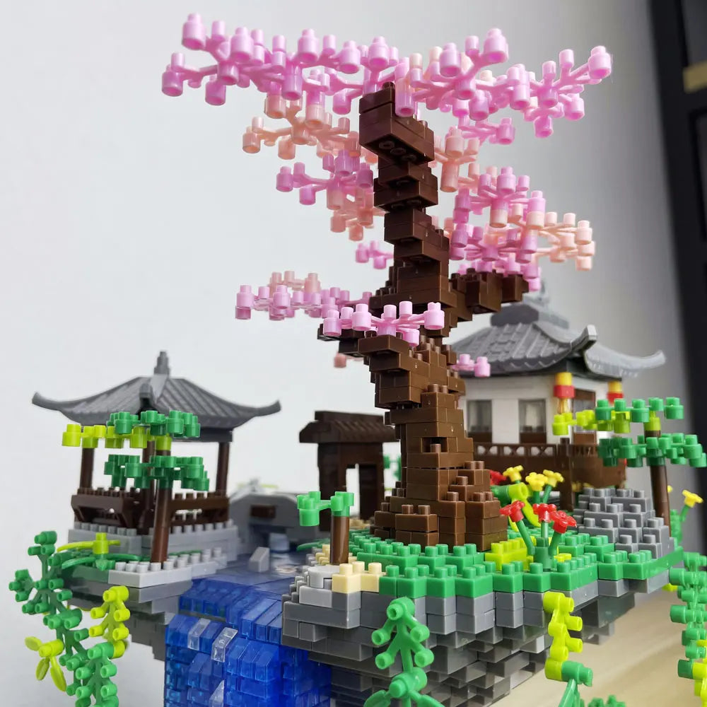 1000PCS Mini-Bricks Blossom Secret Garden Set in Japanese Architectural Style