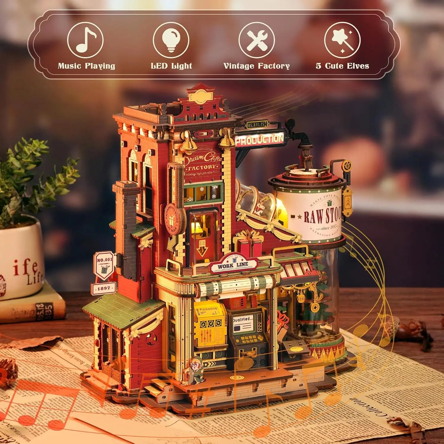 3D Wooden Music Box Christmas Dream Gift Factory