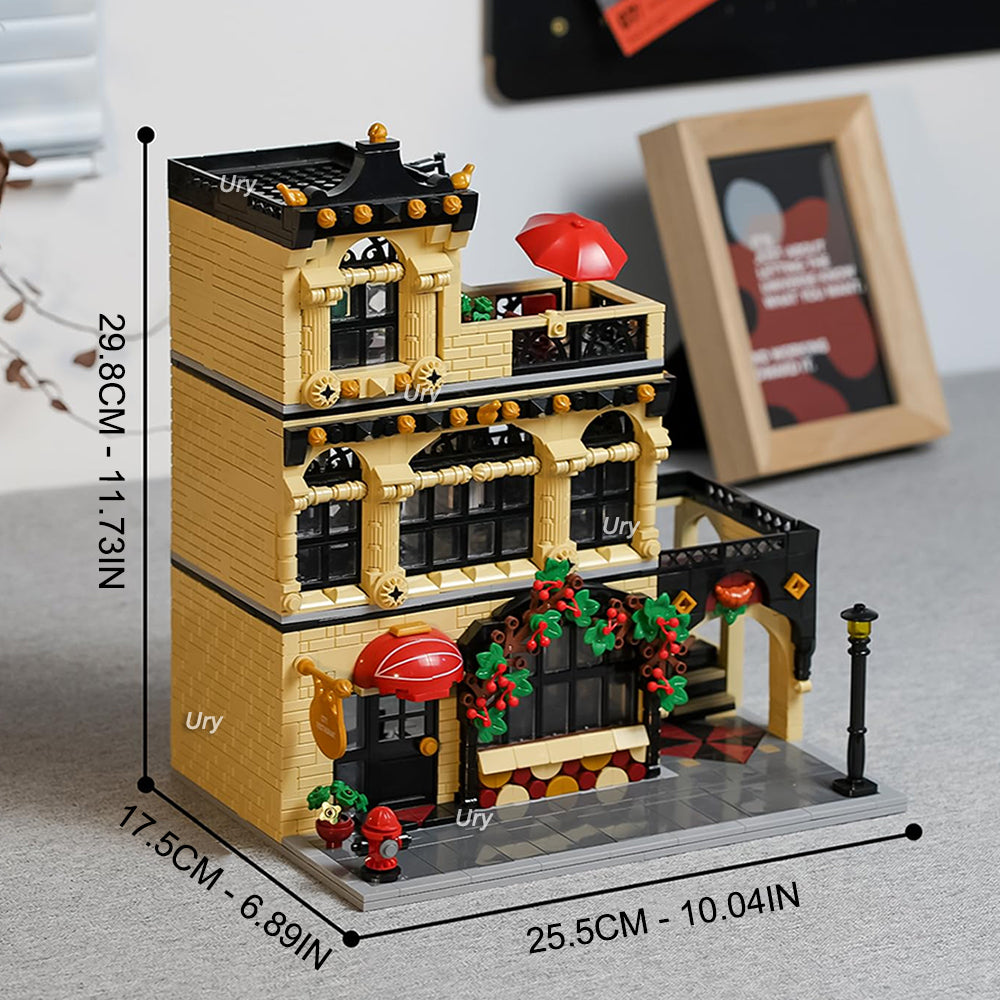 1500PCS CityStreet Old European Streeet Coffee Restaurant with LED