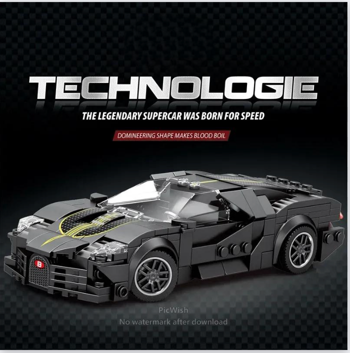 1:24 339PC Black Bugatti Racecar for Kids
