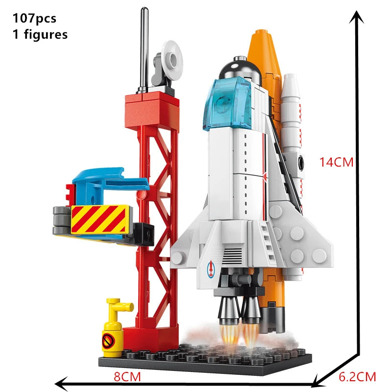 500PCS MOC Aerospaces Manned Rocket Craft Launch Center Space Spacecrafts Aviation Brick Set