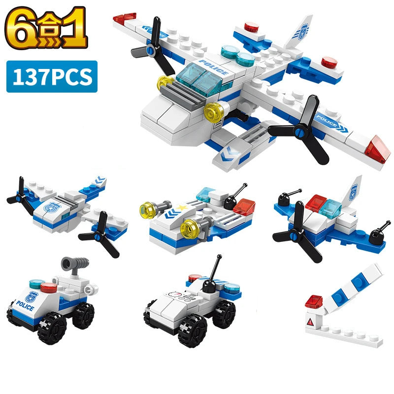 6in1 Police Commander Truck Airplanes Helicopter