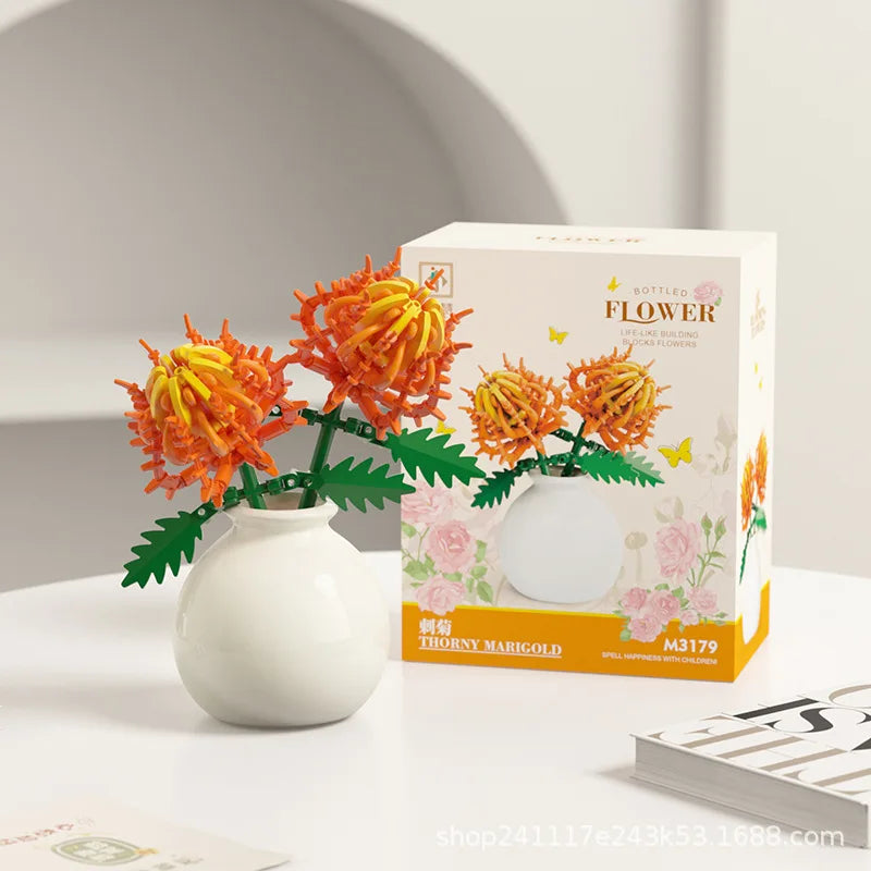 60PCS Cute Mini Bostanic Blocks in Oval Vase