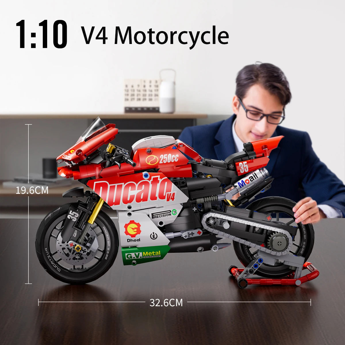 1:10 863PCS V4 Panigale Technical Racing Motorcycle Building Blocks