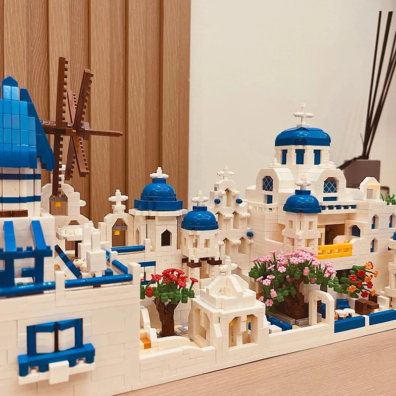 4310pcs Greece Santorini Love Sea Architecture Model