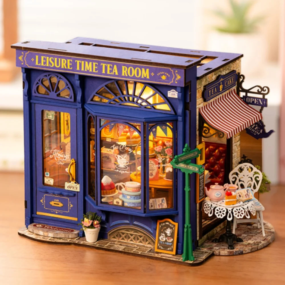 London Leisure Time Tea Room DIY Miniature Dollhouse Kit with LED