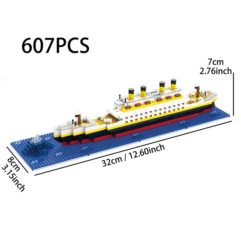 1860PCS Mini Bricks Titanic Creative Luxury Iceberg Cruise Ship Boat Wreck Set