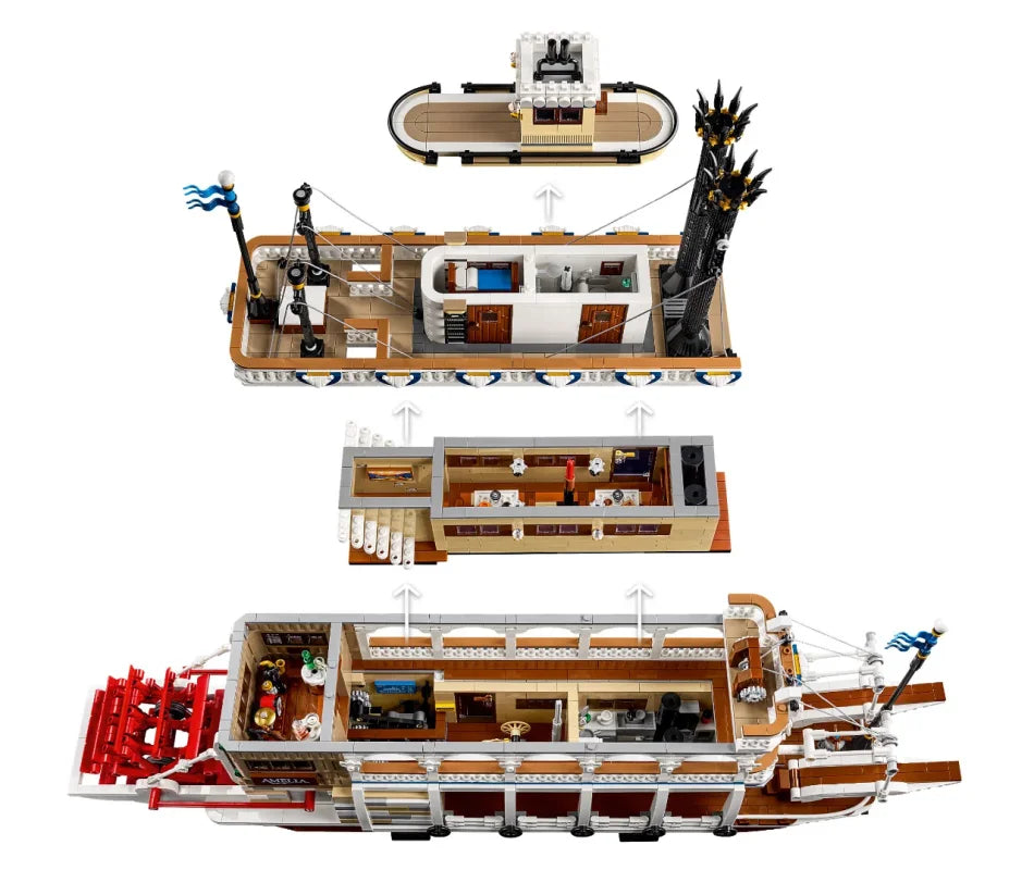 2025 New MOC Steam Transport Cruise Ship Model Display Blocks for Boys and Girls as Holiday Gifts