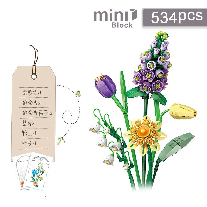 600 PCS Mix and Match Small Bouquet Roses Lavendar Cotton