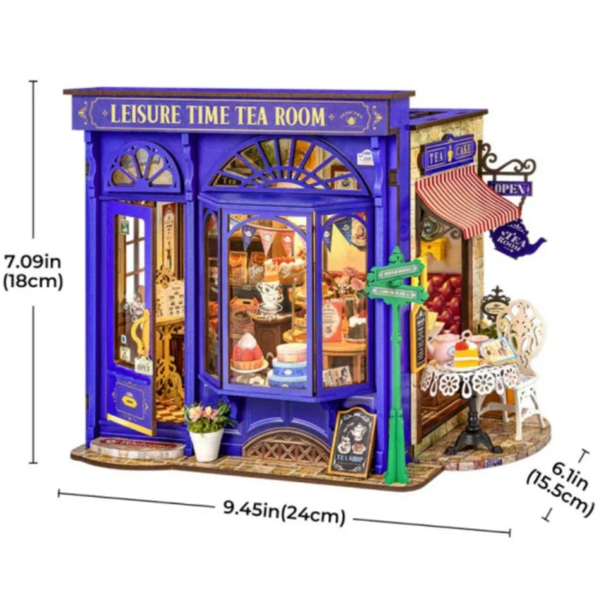 London Leisure Time Tea Room DIY Miniature Dollhouse Kit with LED