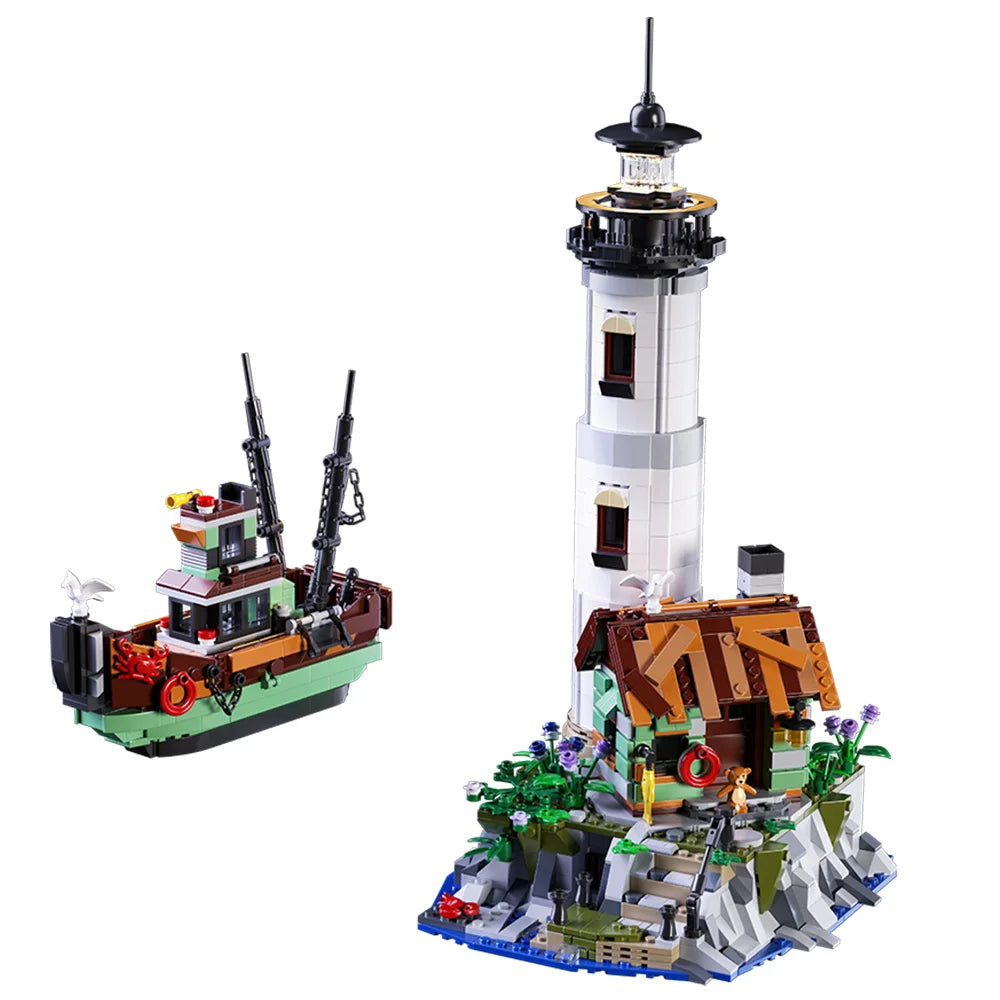 Seaside Lighthouse Building Block Sets with Lighting