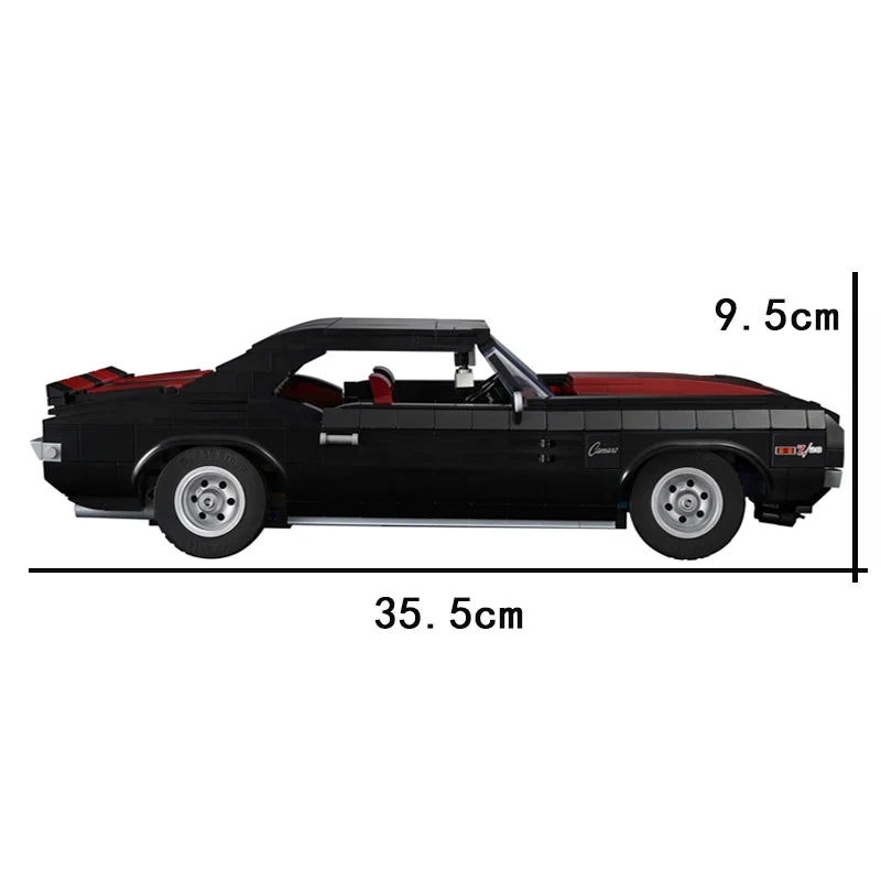 1456PCS Technical Black Vintage Racing car