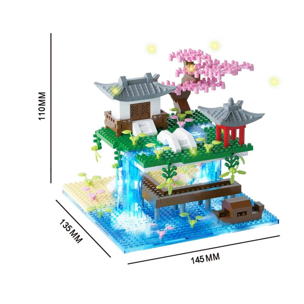 1000PCS Mini-Bricks Blossom Secret Garden Set in Japanese Architectural Style