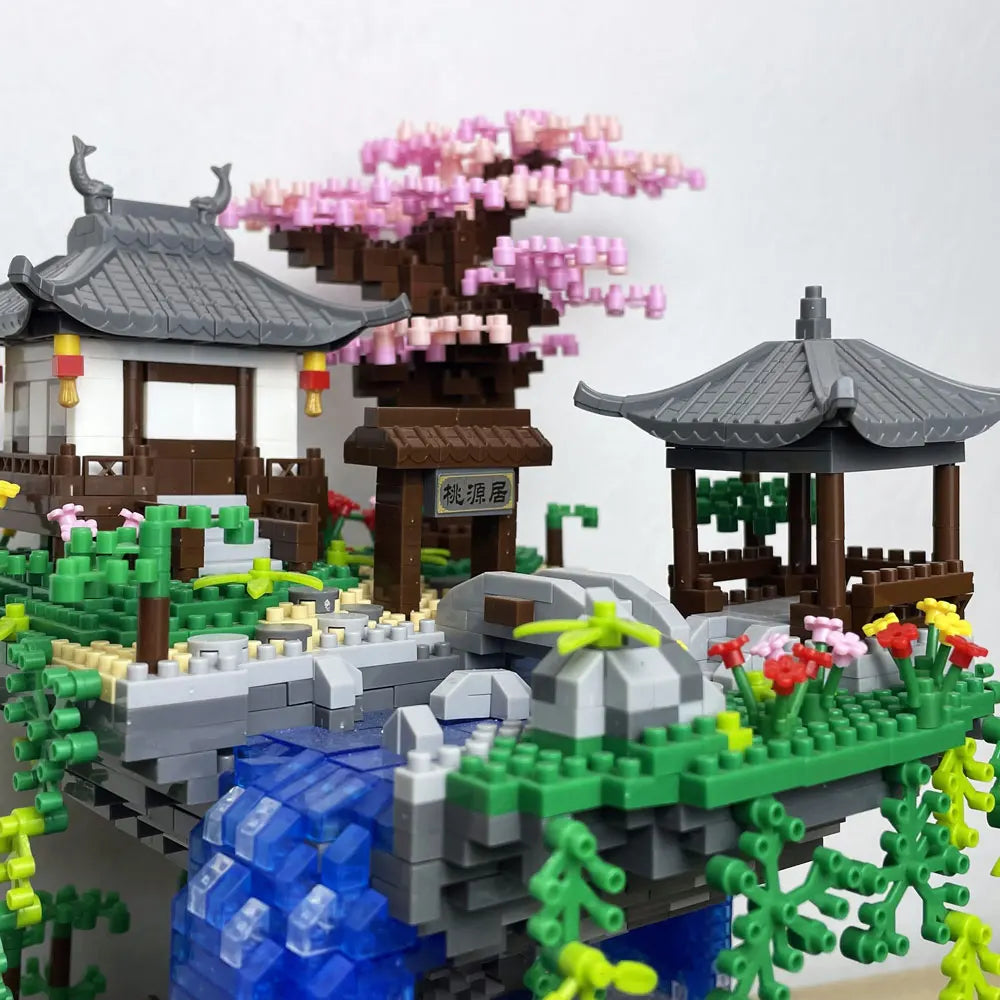 1000PCS Mini-Bricks Blossom Secret Garden Set in Japanese Architectural Style