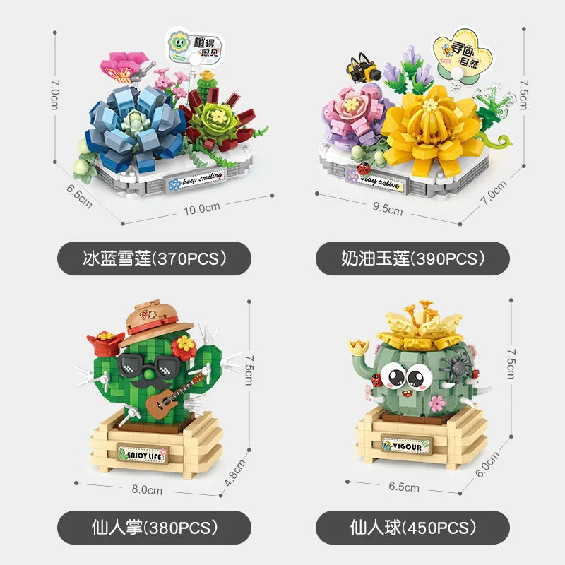 500PCS DIY Mini Bricks Succulent Cactus and Strawberry Potting Plants
