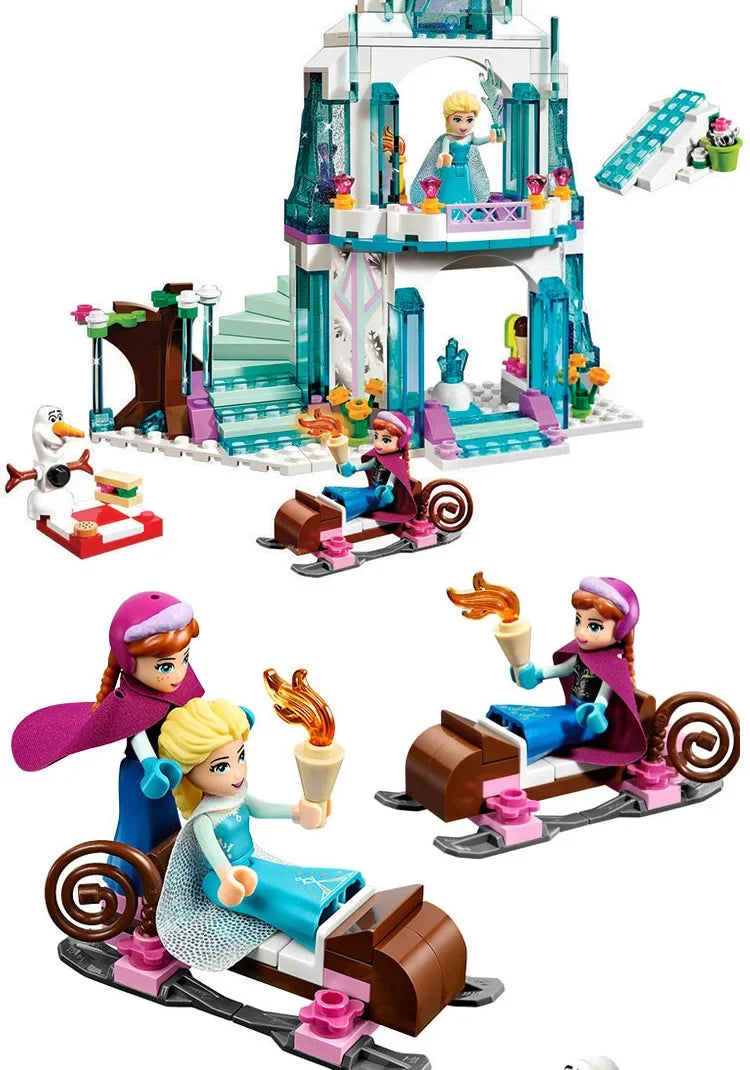 Kawaii Princess Magical Castle Set Little Mermaid Frozen Elsa Building Block Puzzle Toy Exercise Hand Brain Coordination For Kid