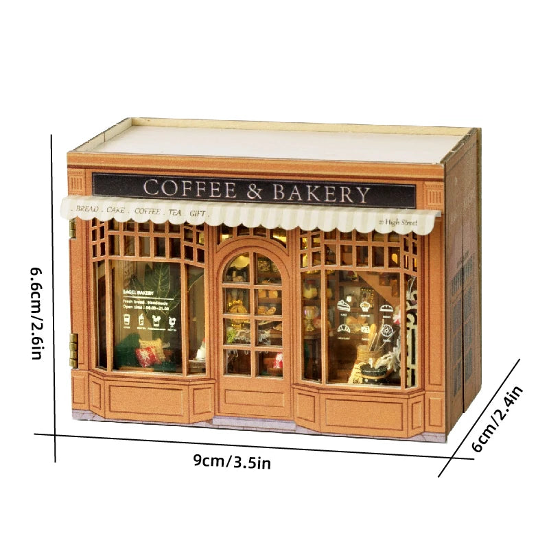 DIY Miniature Doll House Wooden Puzzle Bookstore/Bakery/Forest