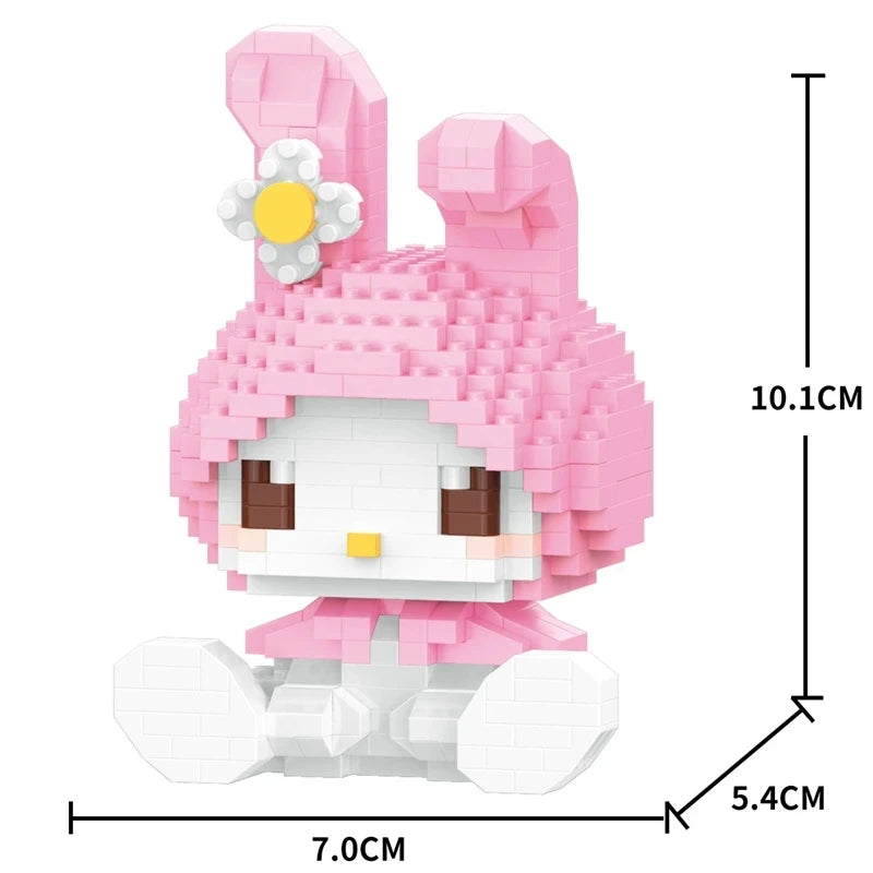 250PCS Mini bricks Cartoon Hello Kitty My Melody Cinnamoroll Pompompurin Kuromi Friends