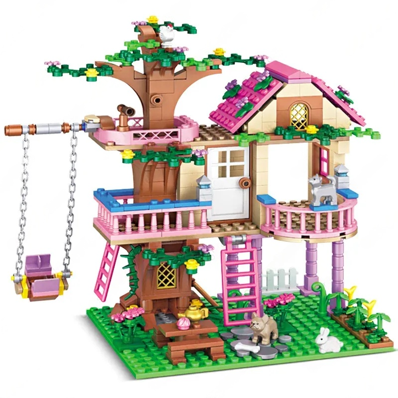 2025 Girls Friendship Tree House Villa Castle Building Blocks Classic Friends Girl's Model Figures Toys For Kids Birthday Gift