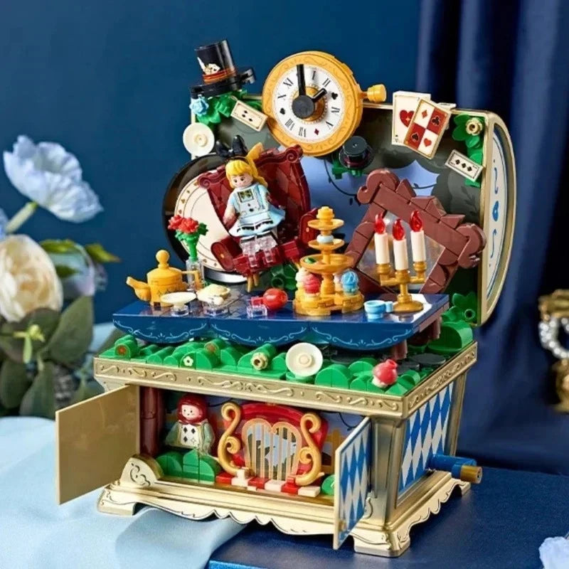Disney Fairy Tale Building Bricks Mucis Box Alice Pinocchio Rapunzel Beauty and Beast