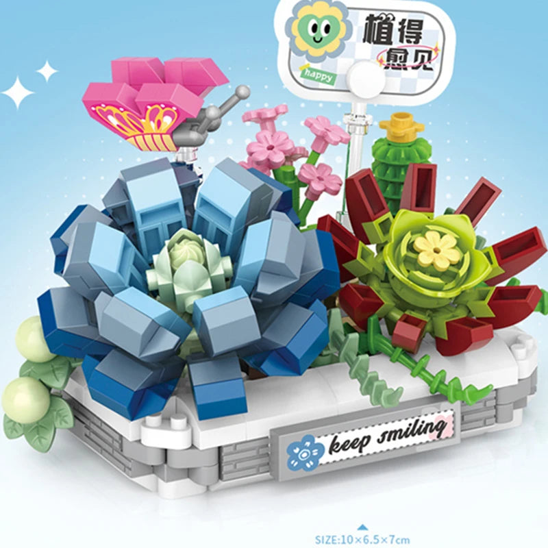 500PCS DIY Mini Bricks Succulent Cactus and Strawberry Potting Plants