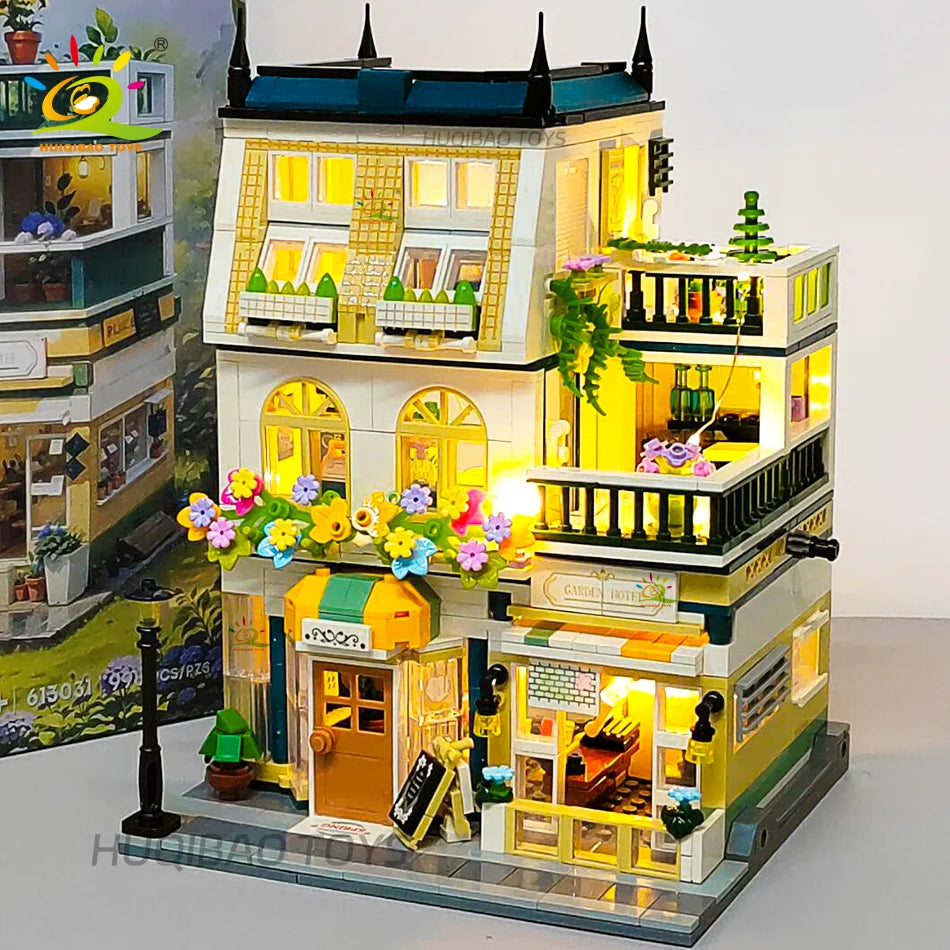 997PCS City Stree Mini-Garden Hotel Model Building Blocks