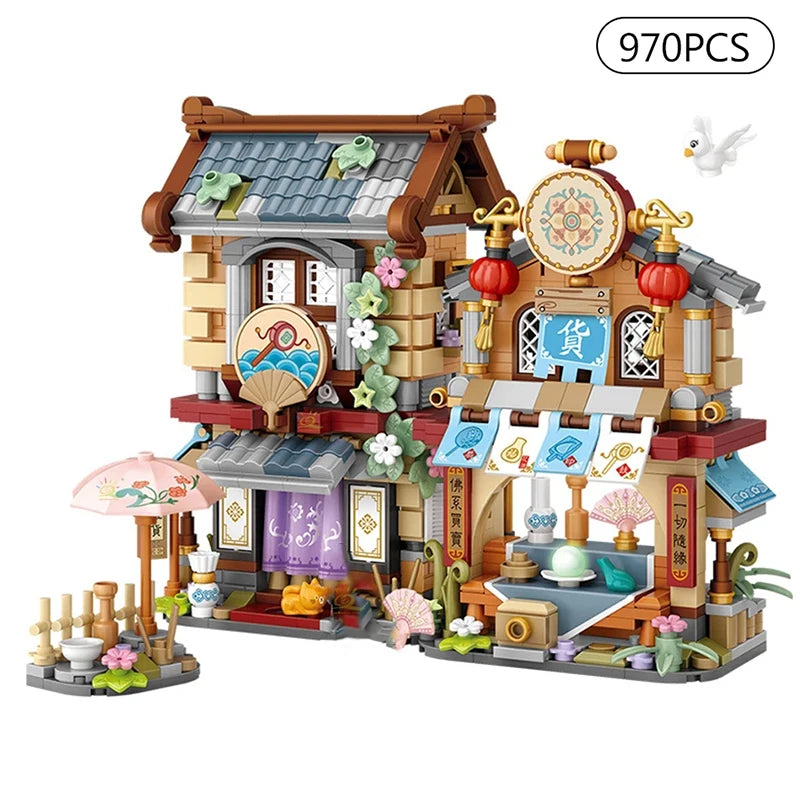780PCS MOC Mini Streetview Japanese Shops