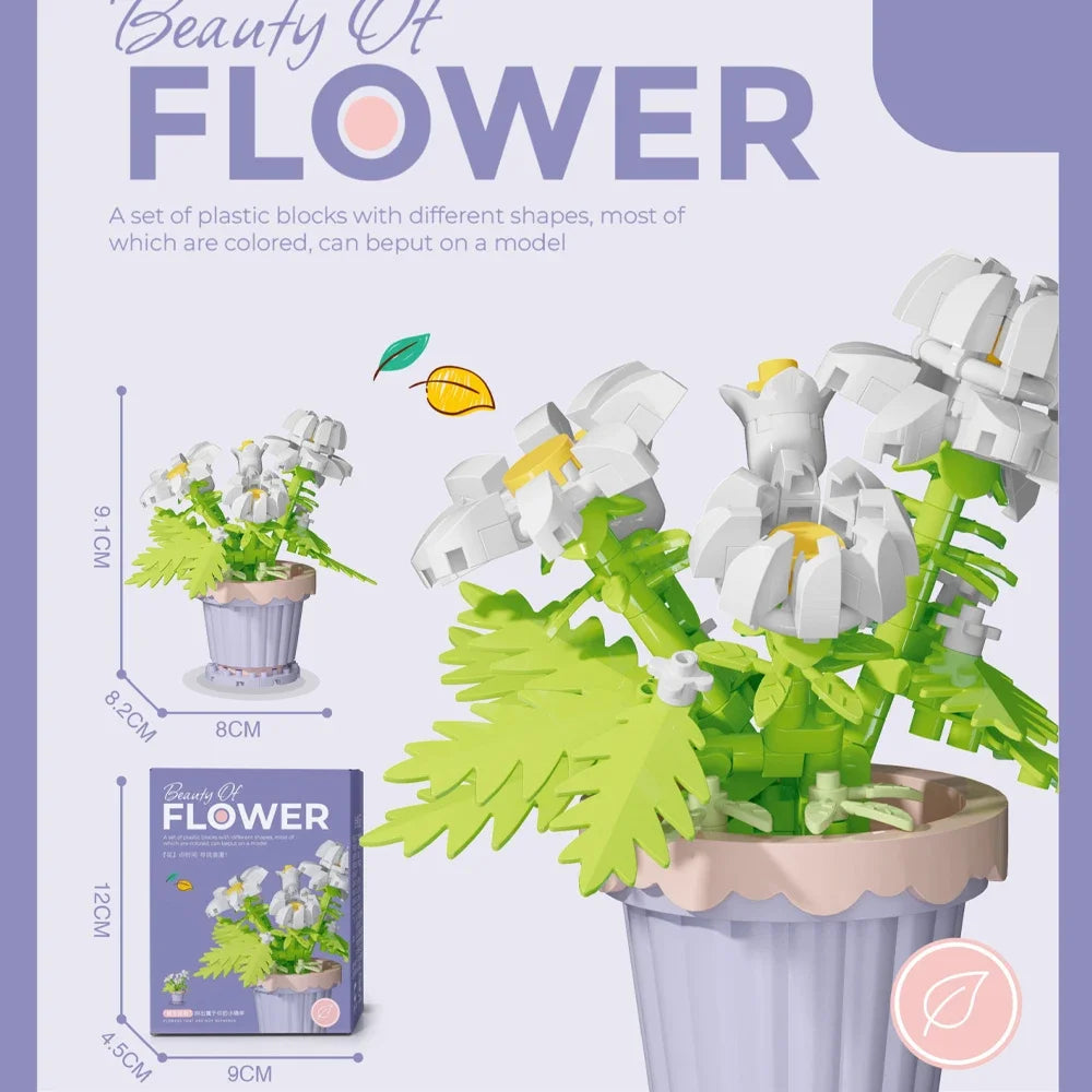 150PCS Mini Botanical Puzzle and Bricks for Office Desk Decor