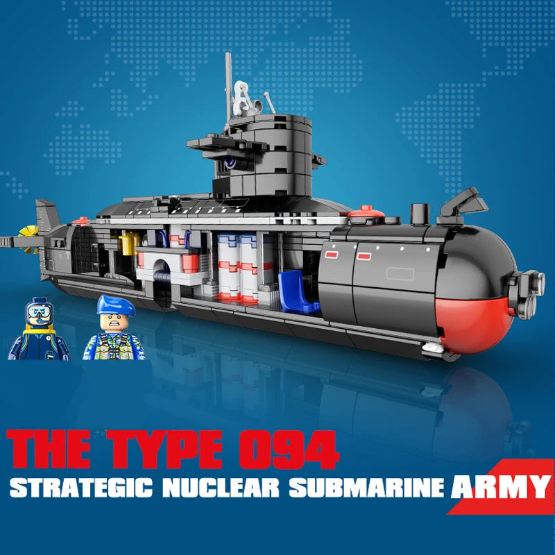 300PCS Navy Vessel Ship Nuclear Submarine Building Blocks