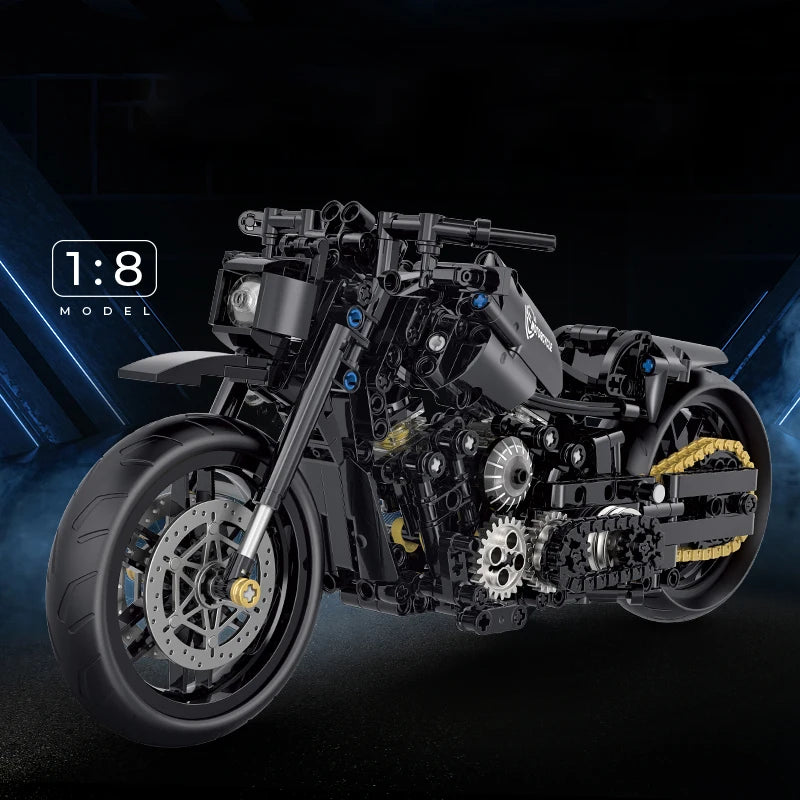 538Pcs Classic Night Motorbike Building Model Blocks