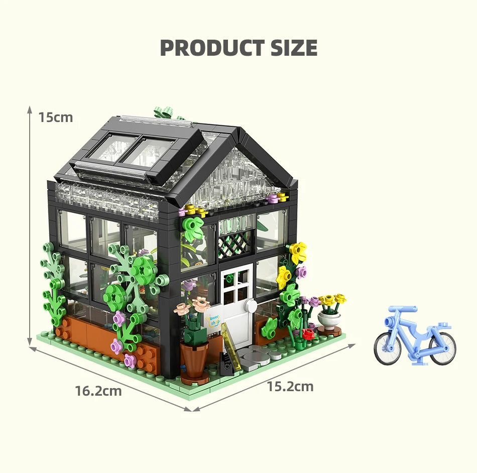 579pcs Creative Flower Store Architecture Building Block