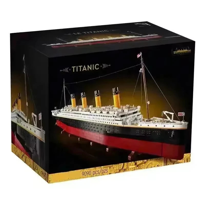 9090PCS Titanic Giant Cruise Ship Model Ship Building Blocks for Adult