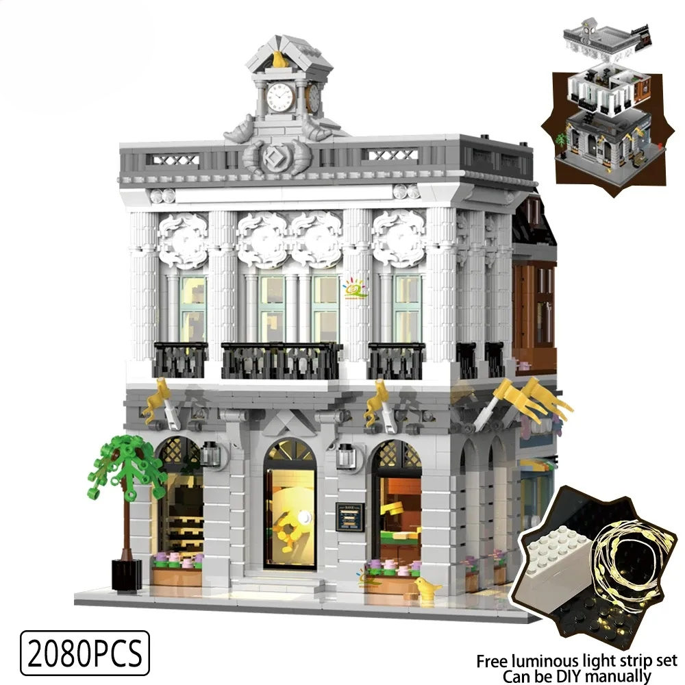 1456PCS CityView Old Streets Corner Coffee Shop Church and Bank