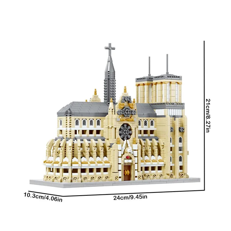 3000PCS Notre-Dame de Paris Cologne Cathedral Building Mini-Blicks Set Architectural Model