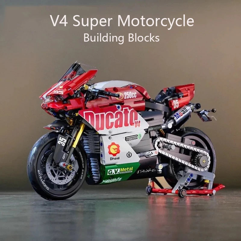 1:10 863PCS V4 Panigale Technical Racing Motorcycle Building Blocks