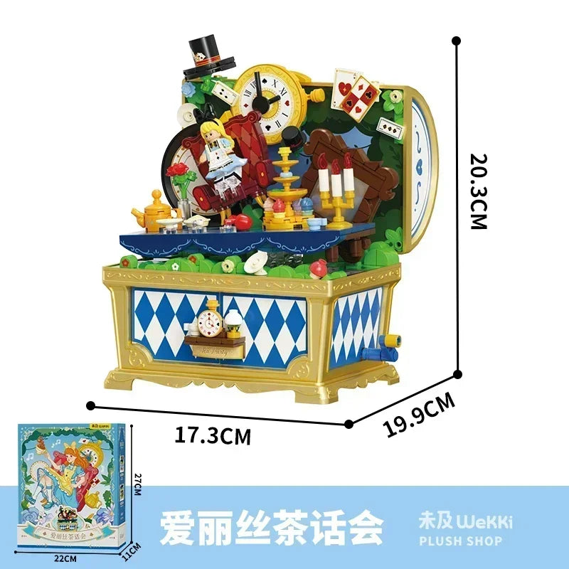 Disney Fairy Tale Building Bricks Mucis Box Alice Pinocchio Rapunzel Beauty and Beast