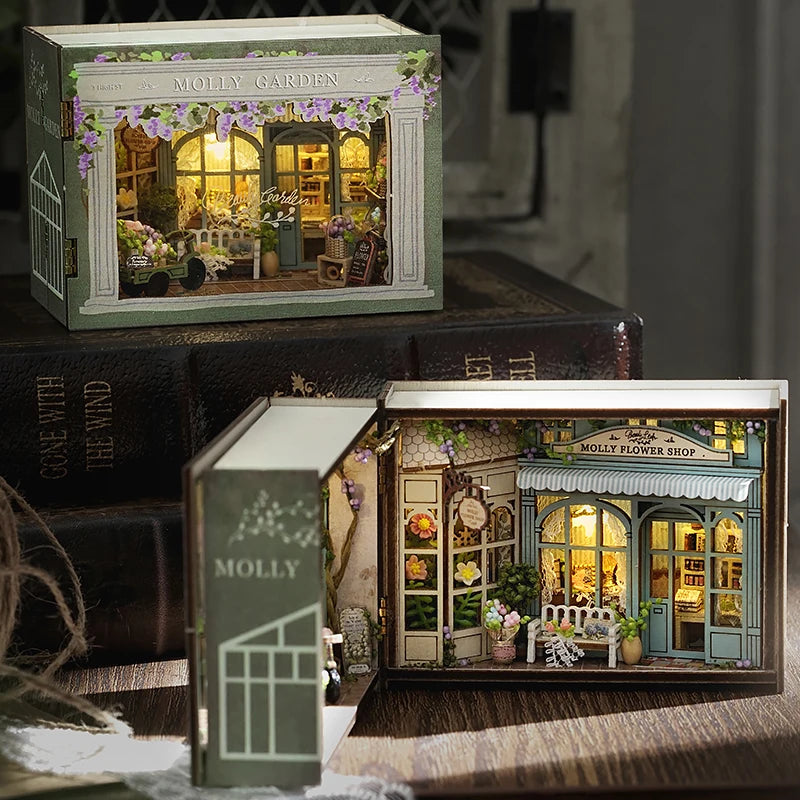 DIY Miniature Doll House Wooden Puzzle Bookstore/Bakery/Forest